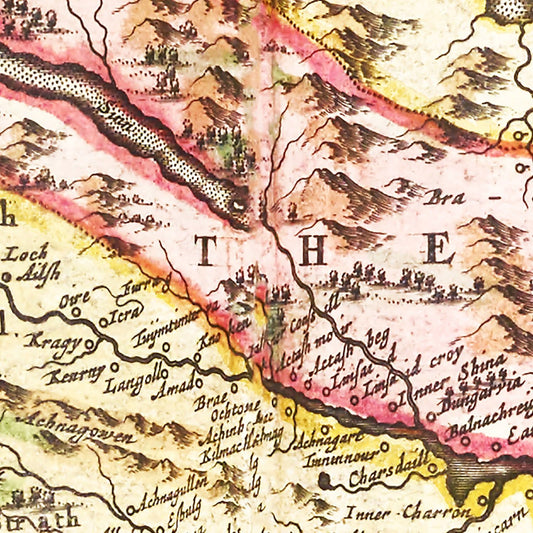 Vintage Map of the Scottish Highlands, 1665