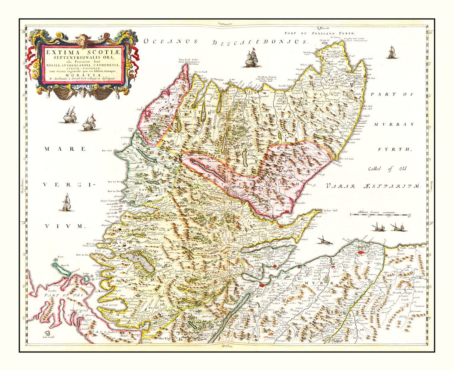 Vintage Map of the Scottish Highlands, 1665