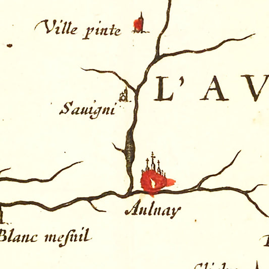Vintage Map of Paris, France, 1665
