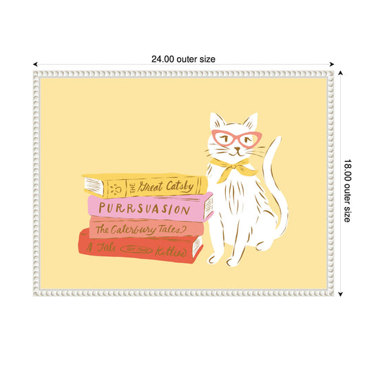 Book Lover Cat Framed Canvas Wall Art