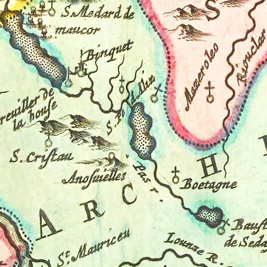 Vintage Map of Mont-de-Marsan, France, 1665