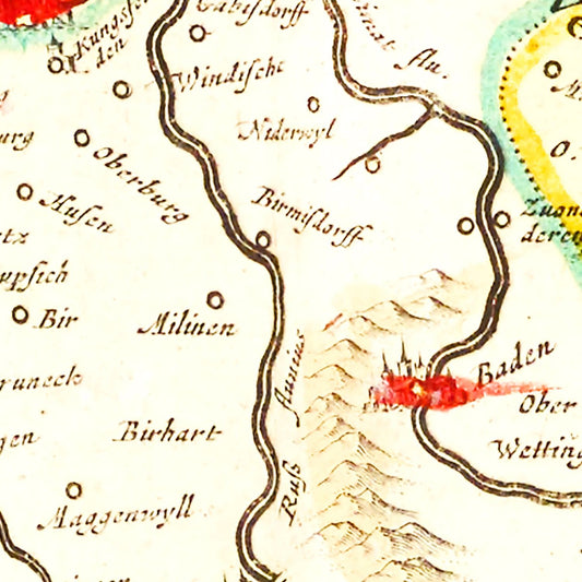 Vintage Map of the Zurich Area Switzerland, 1665