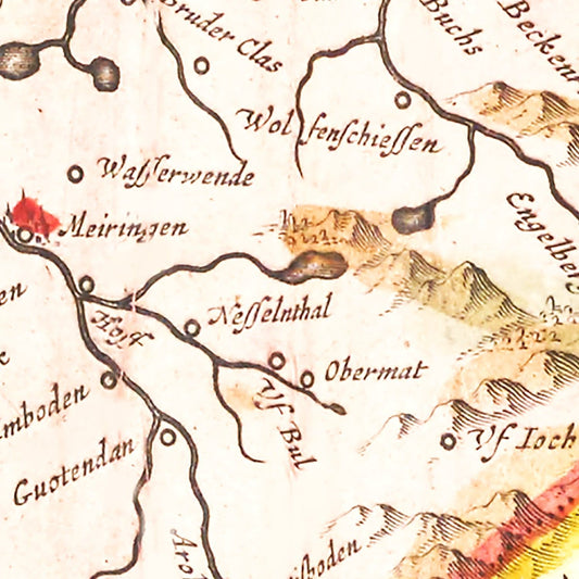 Vintage Map of Switzerland, 1665