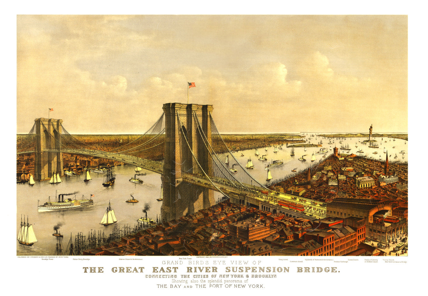 Vintage Map of New York City, New York, 1885