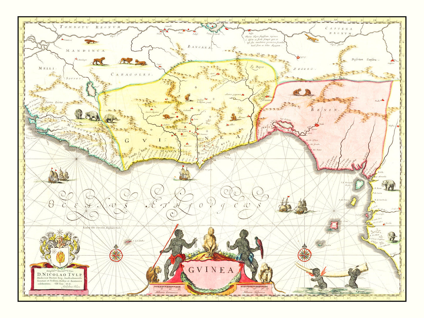 Vintage Map of Guinea, 1665