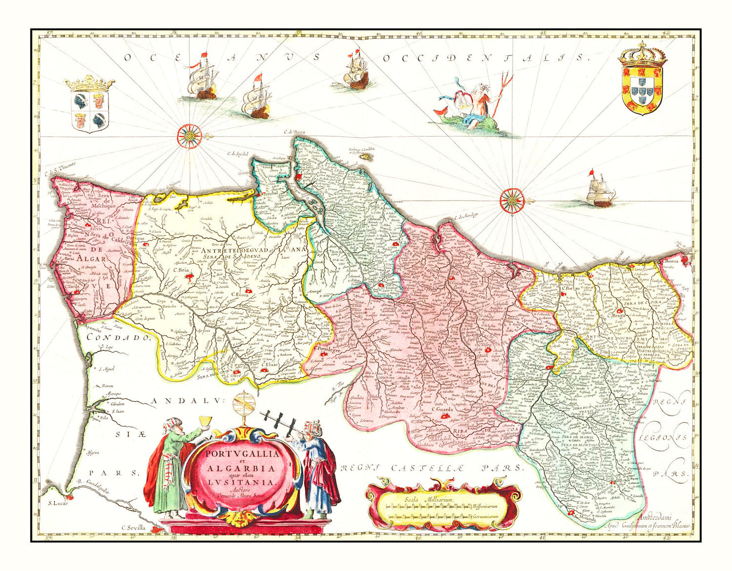 Vintage Map of Portugal, 1665
