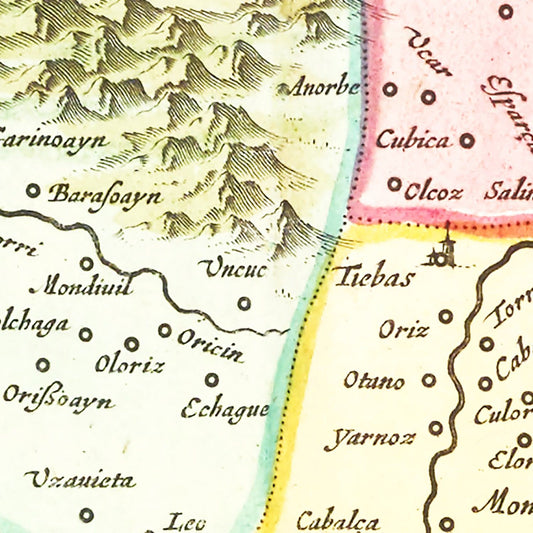 Vintage Map of Northern Spain, 1665