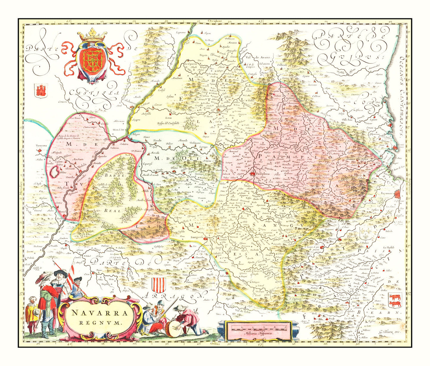 Vintage Map of Northern Spain, 1665