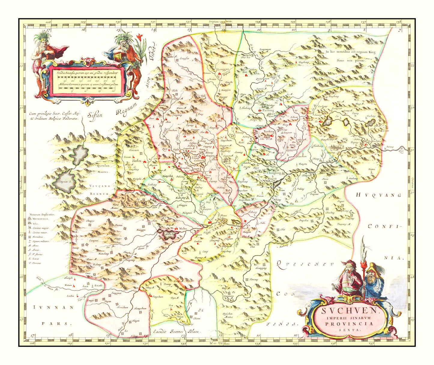 Vintage Map of Suchen, China, 1665