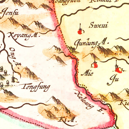 Vintage Map of Honan (Henan), China, 1665