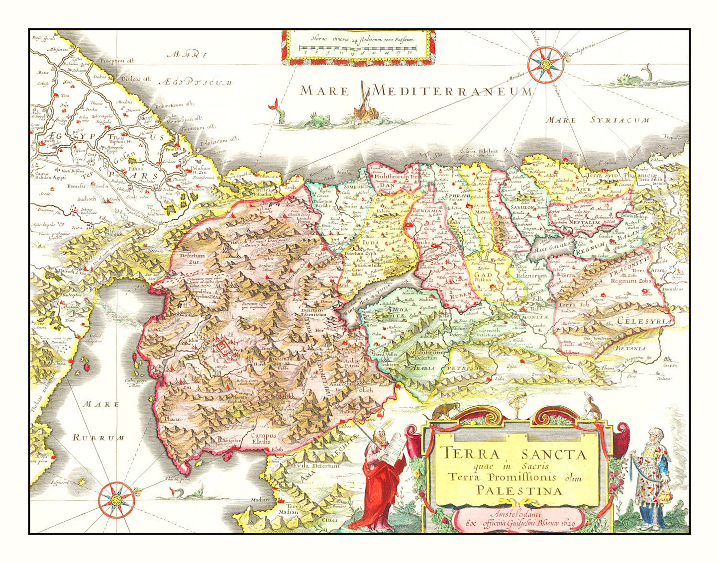 Vintage Map of Palestine, 1665