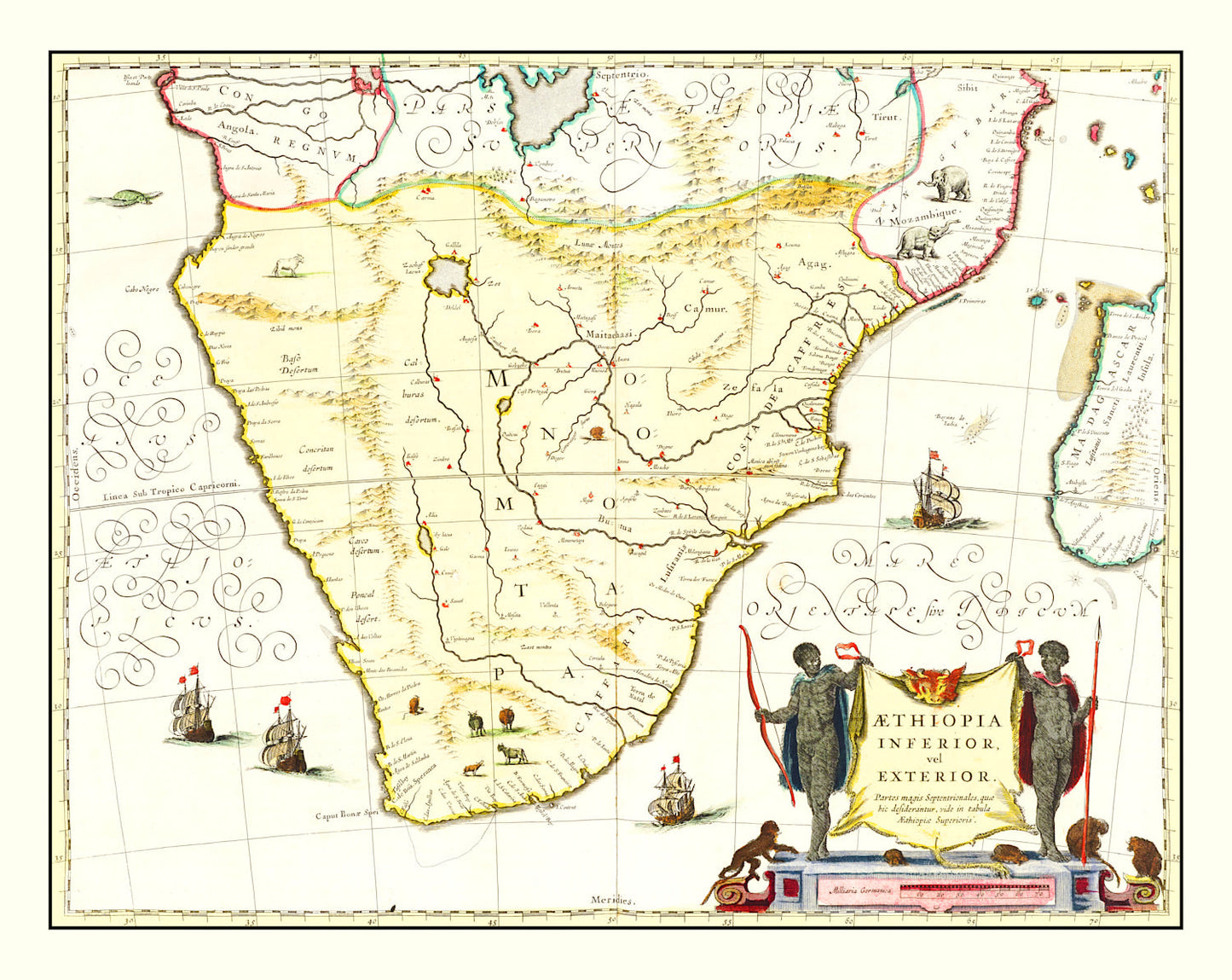 Vintage Map of Southern Ethiopia, 1665
