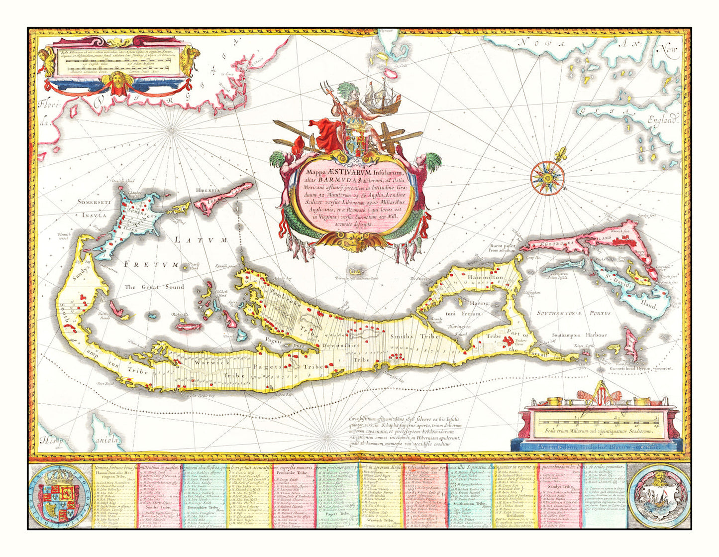Vintage Map of Bermuda, 1665