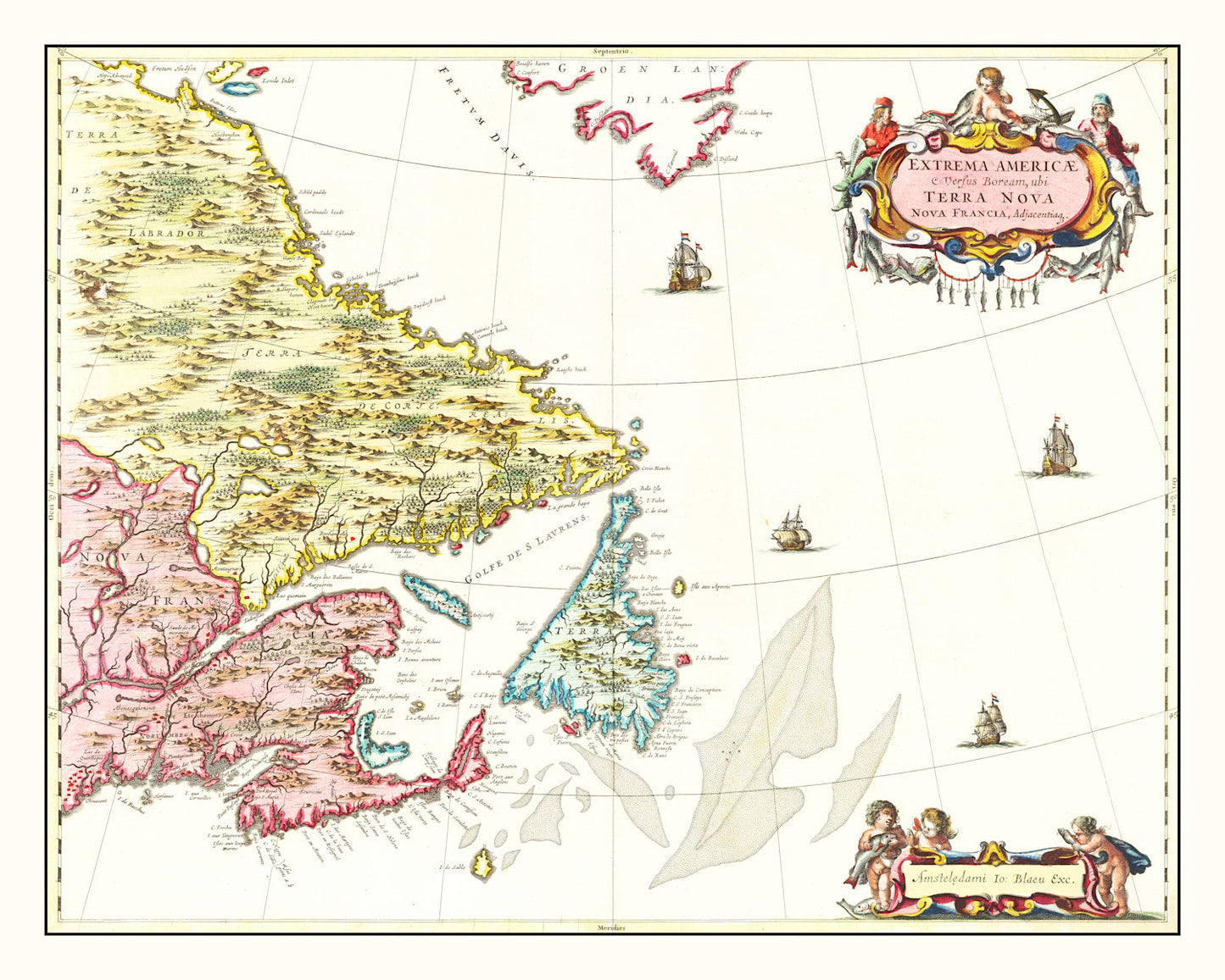 Vintage Map of Eastern Canada, 1665