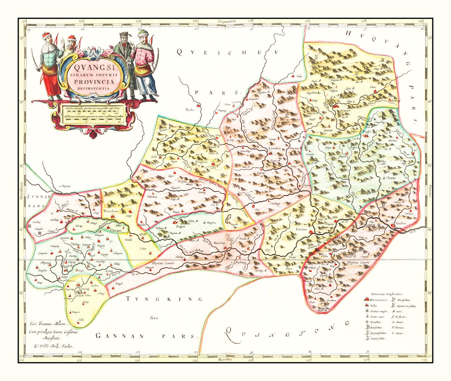 Vintage Map of Quangsi (Guangxi), China, 1665