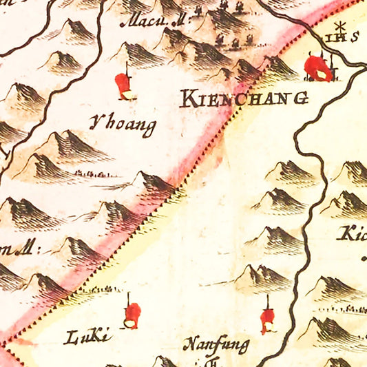 Vintage Map of Jiangxi, China, 1665