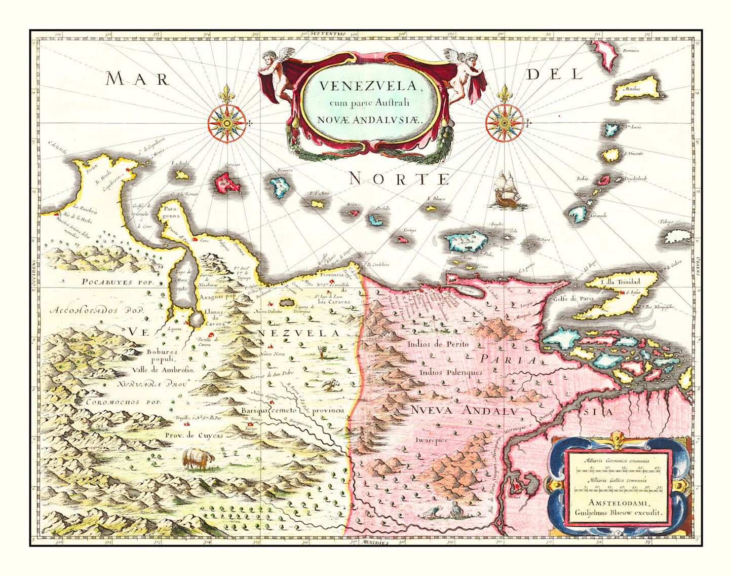 Vintage Map of Venezuela, 1665