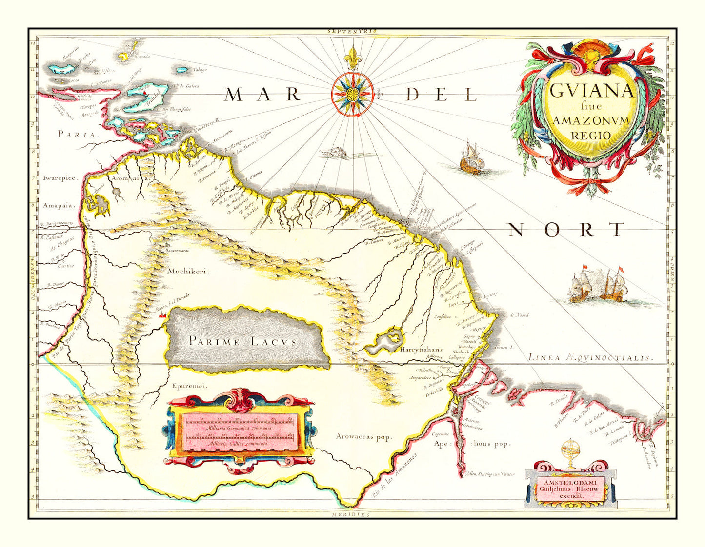 Vintage Map of Guyana, 1665