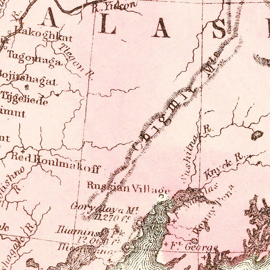 Vintage Map of Alaska, 1886