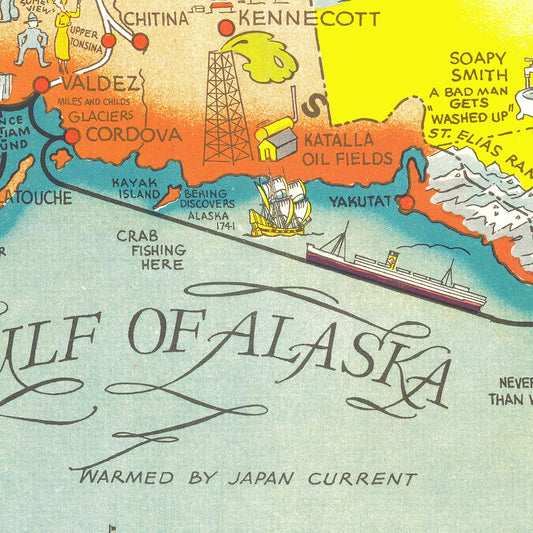 Vintage Map of Alaska, 1939