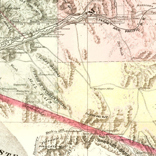 Vintage Map of Arizona, 1877