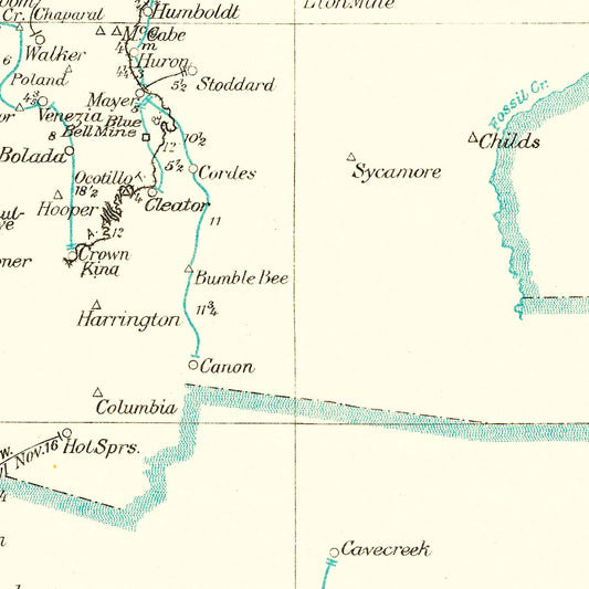 Vintage Arizona Post Route Map, 1925