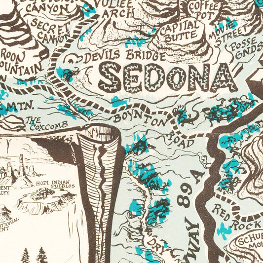 Vintage Sedona Arizona Map, 1958