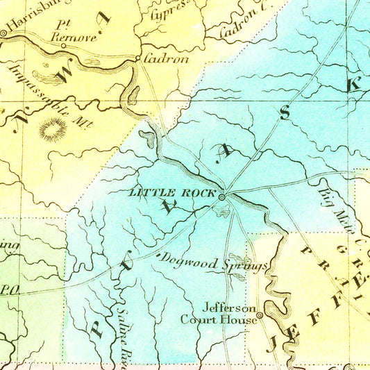 Vintage Map of Arkansas, 1836 (Tanner Edition)