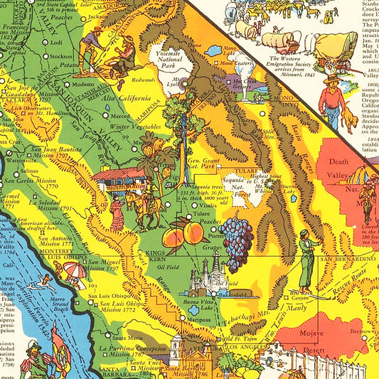 Vintage Pictorial Map of California, 1938
