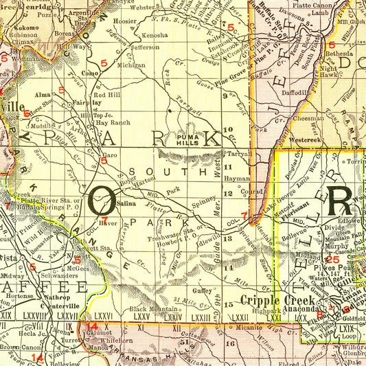 Vintage Map of Colorado, 1908