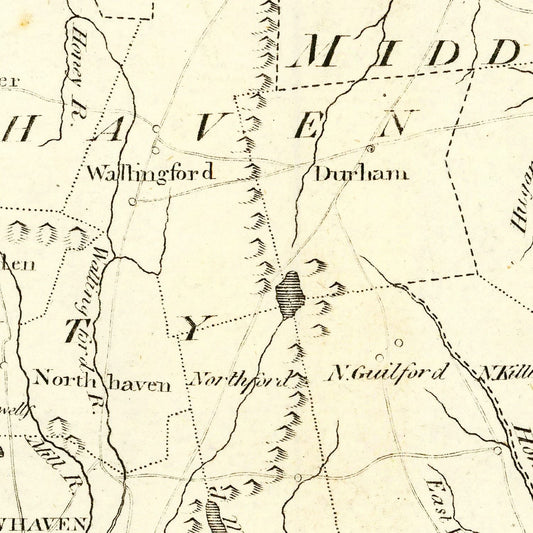 Vintage 1796 Map of Connecticut, Second Edition