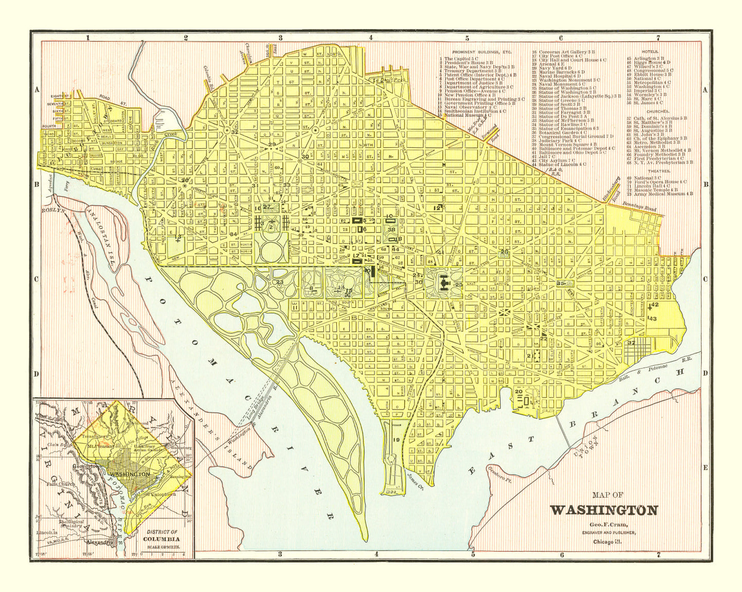 Vintage Map of Washington, DC, 1899