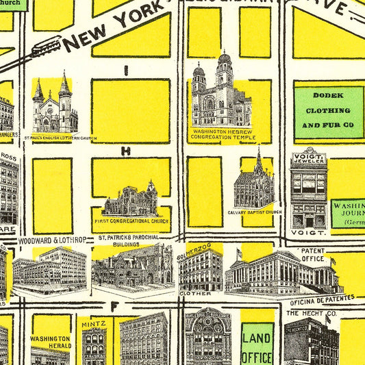 Vintage Map of Washington, DC, 1919