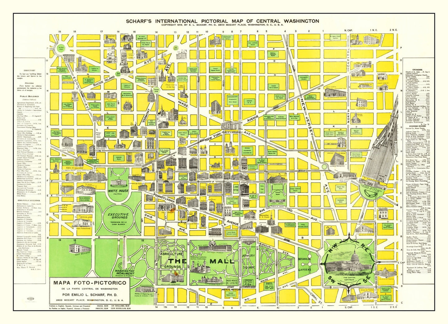 Vintage Map of Washington, DC, 1919