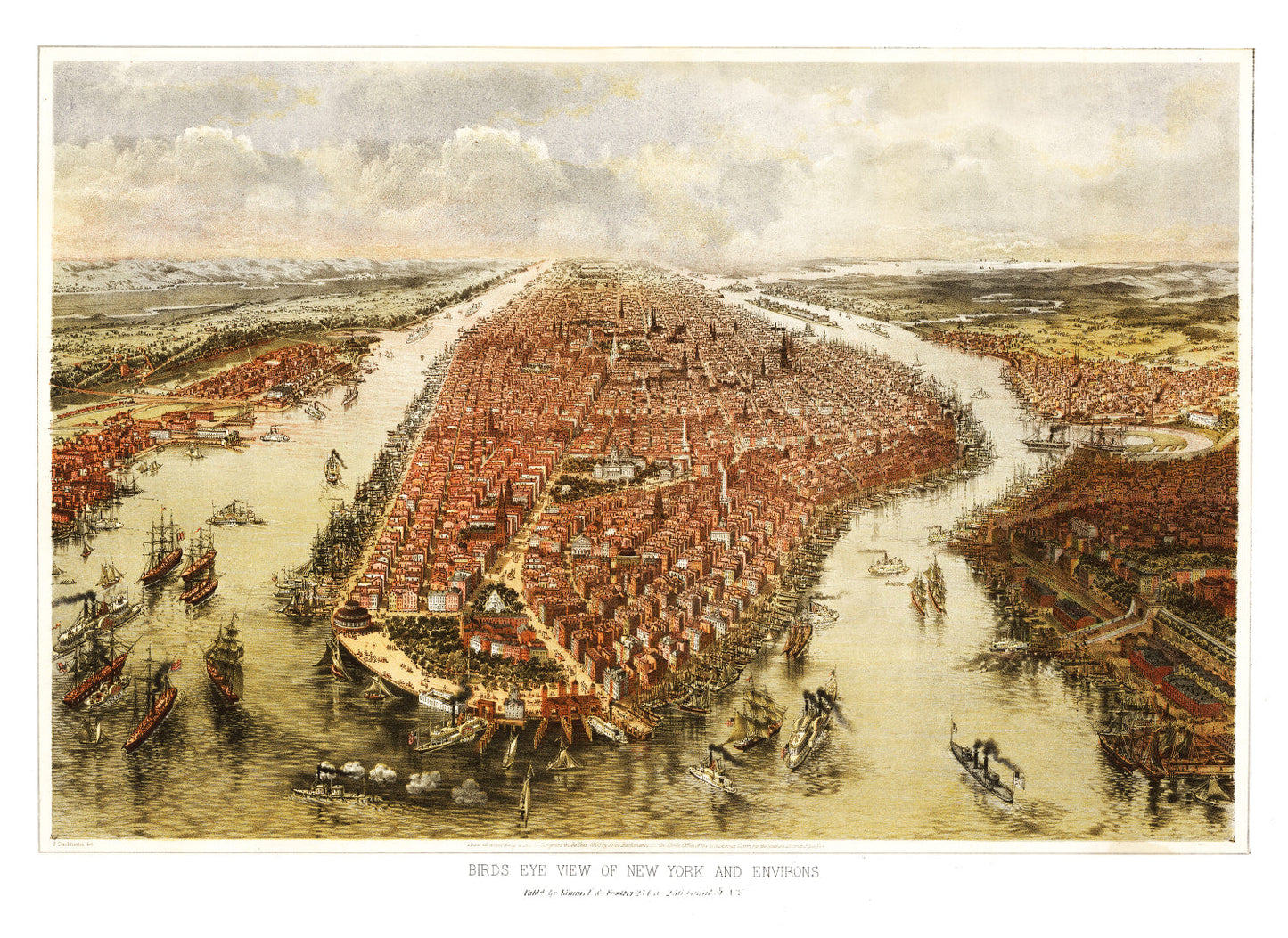 Vintage Map of New York City, 1865