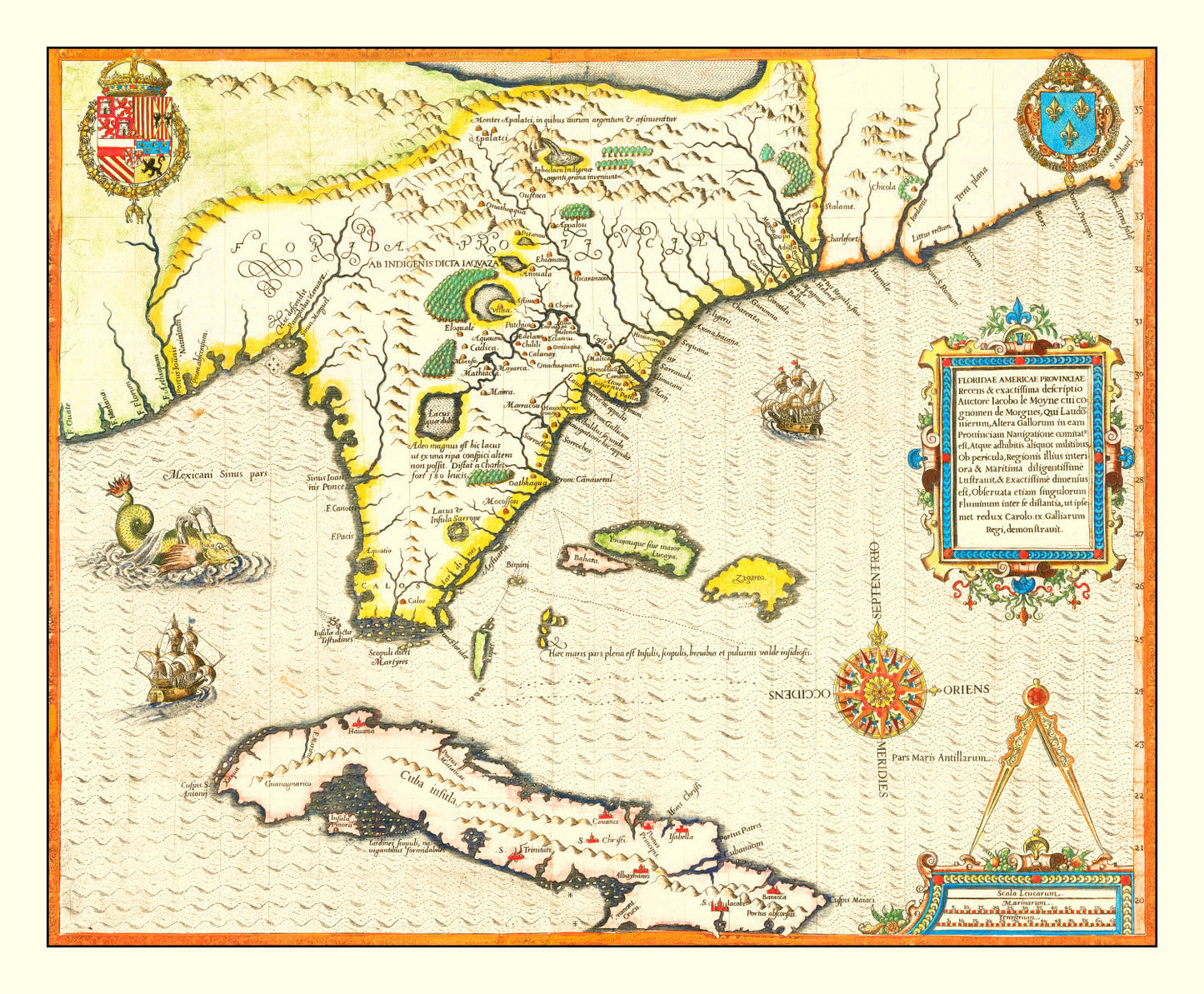 Vintage Map of Florida, 1591