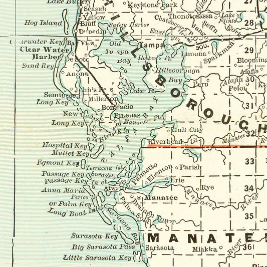 Vintage Map of Florida, 1888