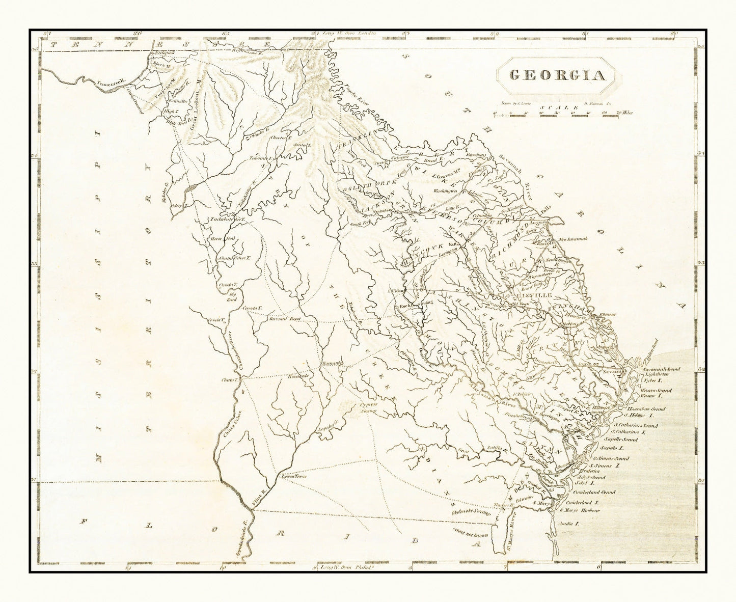 Vintage Map of Georgia, 1805