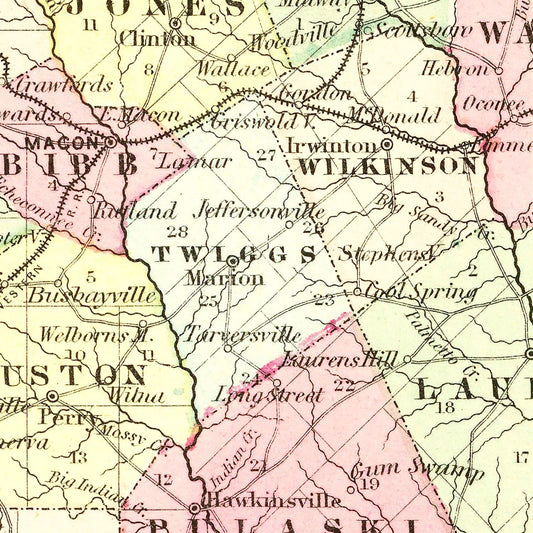 Vintage Map of Georgia, 1855