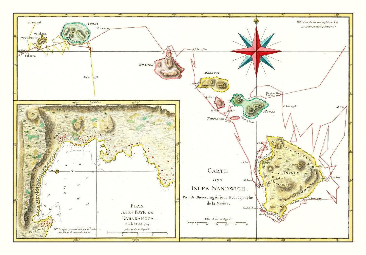 Vintage Map of Hawaii, 1787