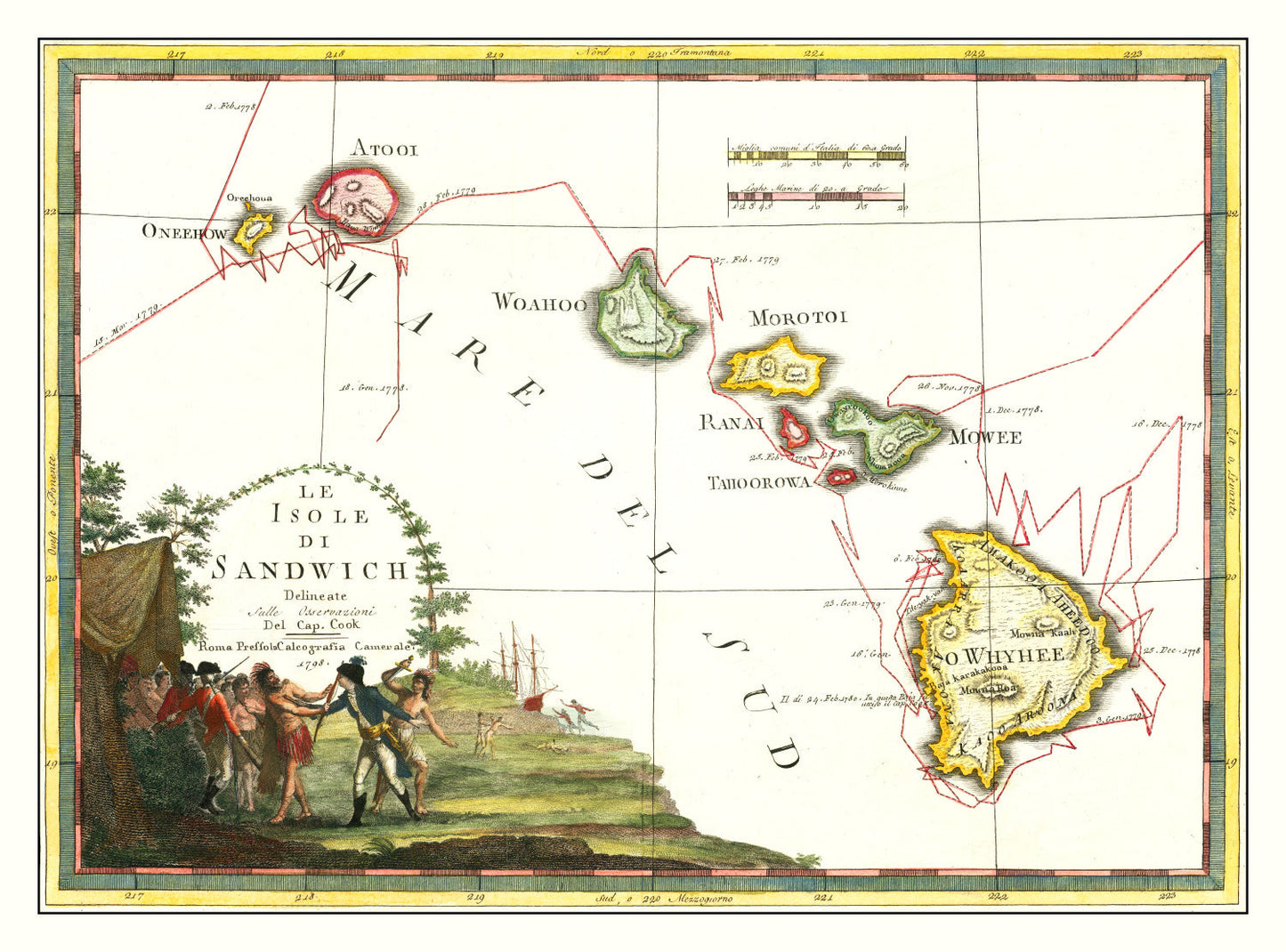 Vintage Map of Hawaii, 1798