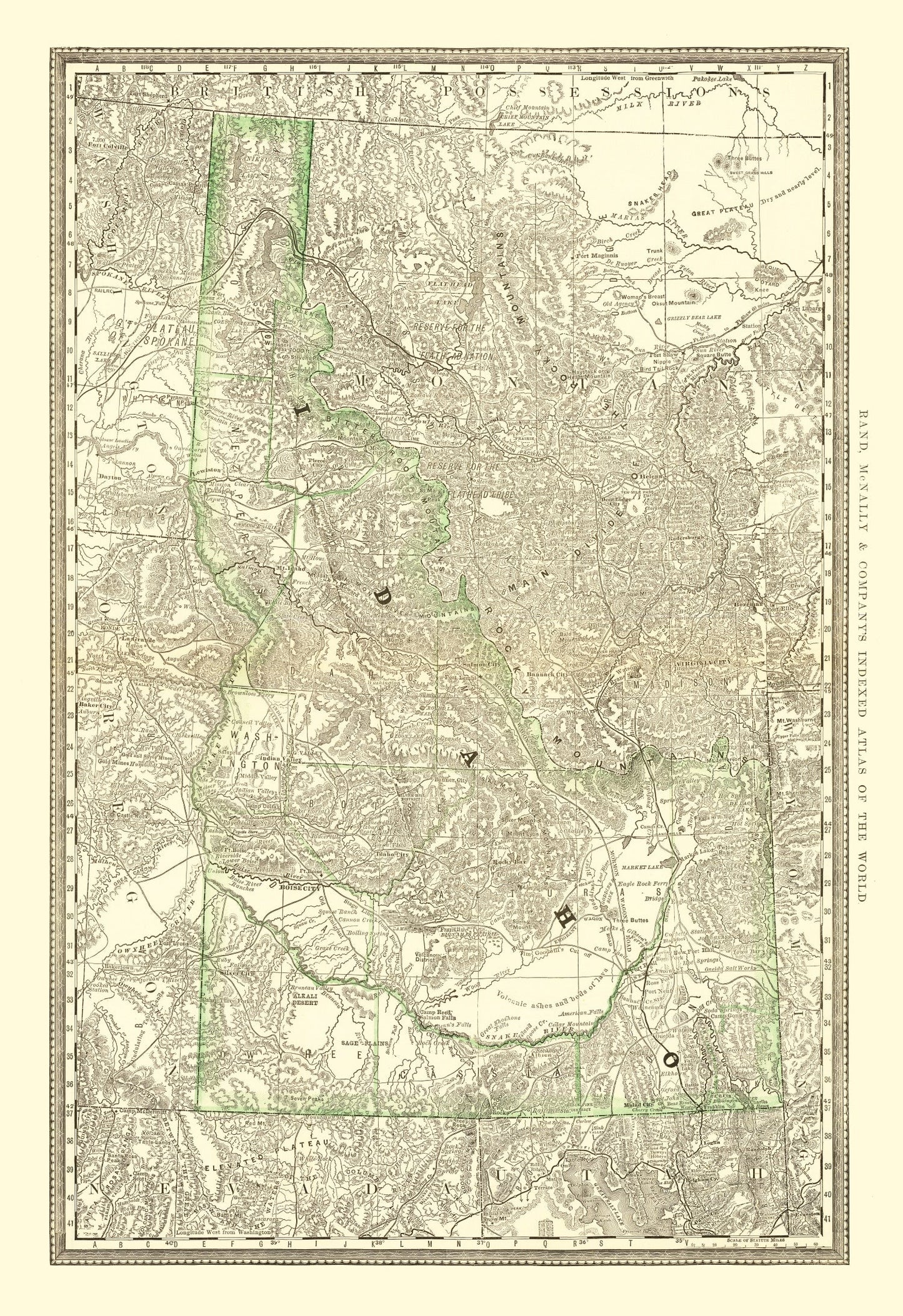 Vintage Map of Idaho, 1884