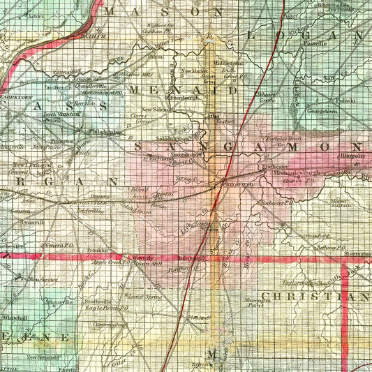 Vintage Map of Illinois, 1852