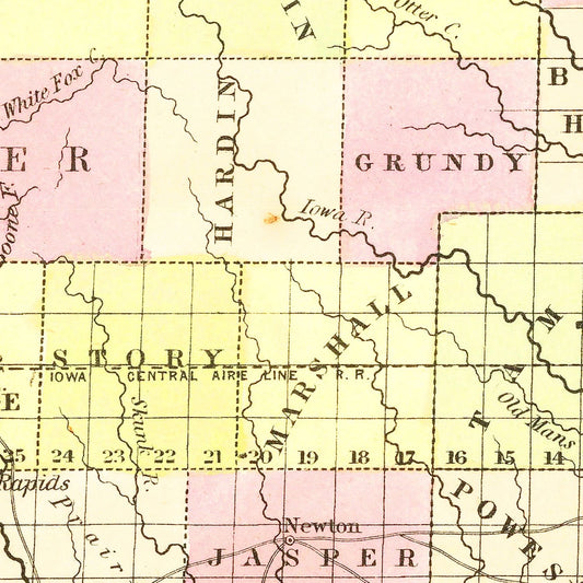Vintage Map of Iowa, 1855 (Edition Two)