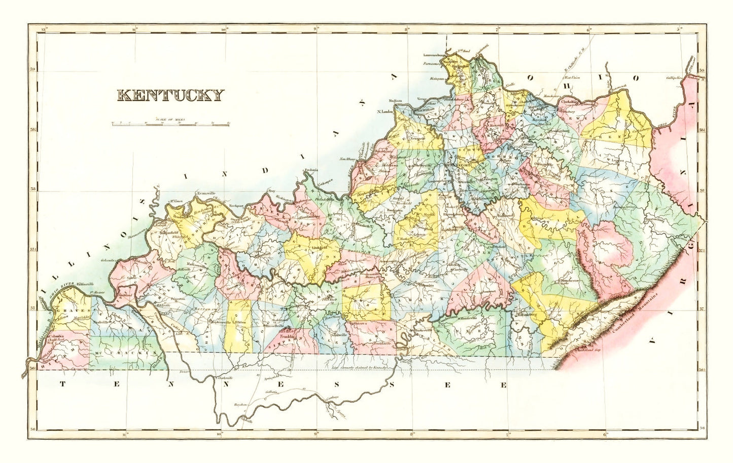 Vintage Map of Kentucky, 1823
