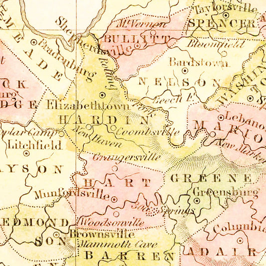 Vintage Map of Kentucky, 1835
