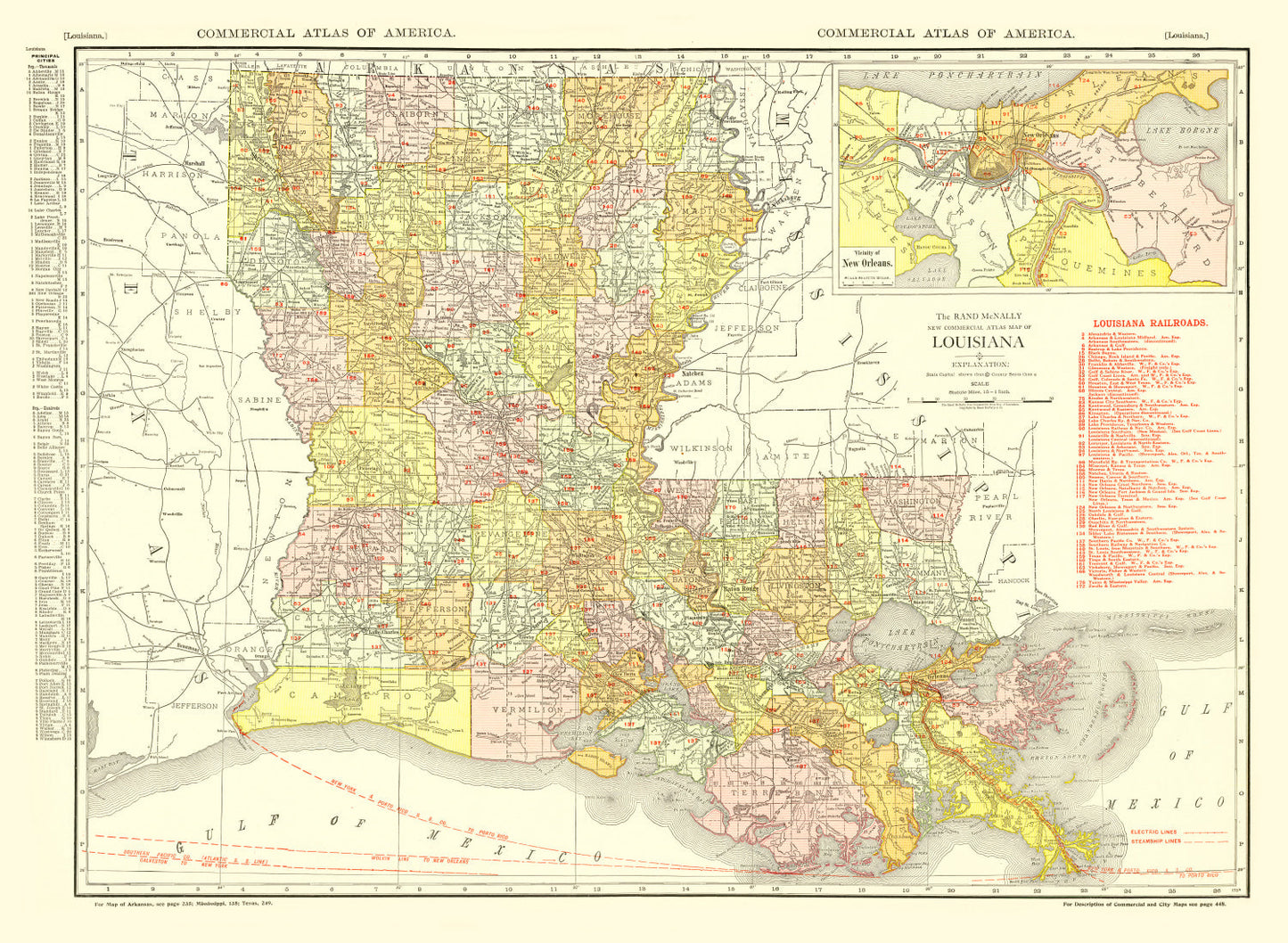 Vintage Map of Louisiana, 1917