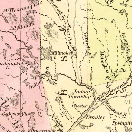 Vintage Map of Maine, 1855 II