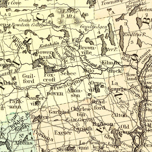Vintage Map of Maine, 1855