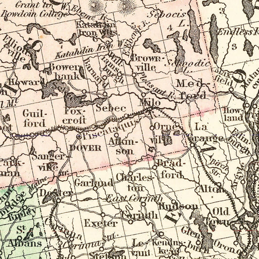 Vintage Map of Maine, 1875